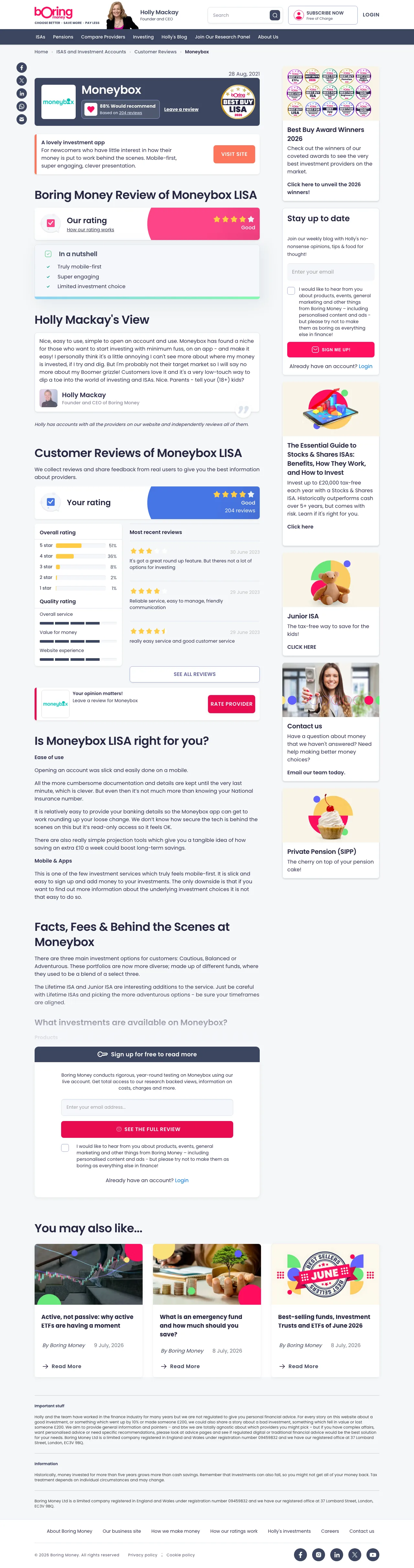 Screenshot of boringmoney.co.uk