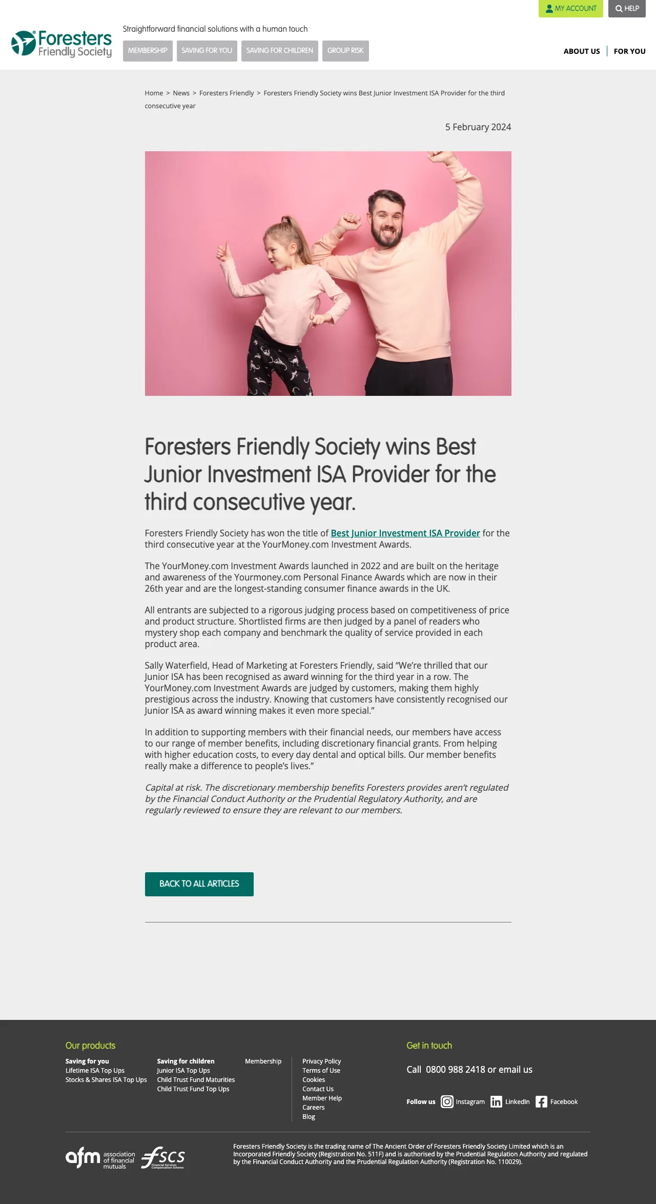 Screenshot of forestersfriendlysociety.co.uk